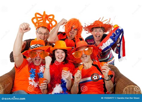 Group Of Dutch Soccer Fans Stock Image Image Of Isolated 19204977