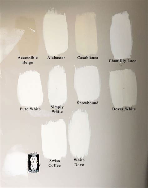 White Paint Swatches On The Wall In Different Colors And Sizes All