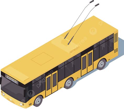 Ilustrasi Vektor Isometrik Bus Troli Untuk Transportasi Umum Di Kota