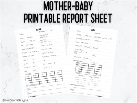 Mother Baby Printable Nurse Report Sheet Postpartum Nurse Etsy New