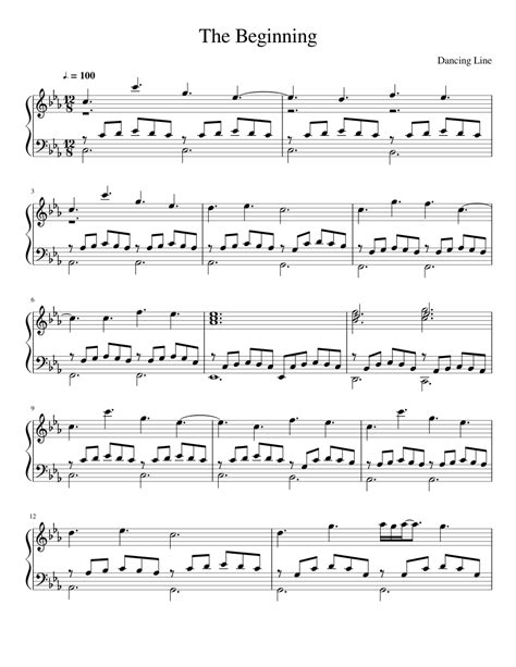 The Beginning Dancing Line Sheet Music For Piano Solo