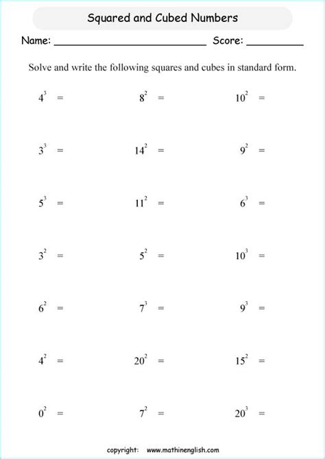 27 Square Numbers Worksheet Kids Worksheets