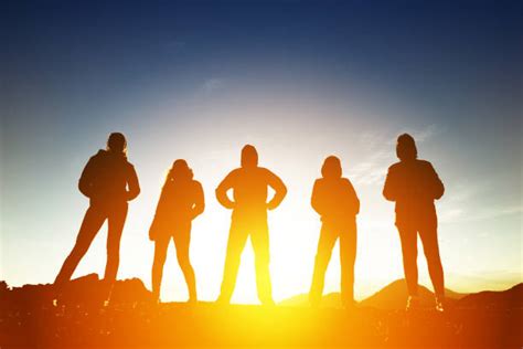 Group Of 5 People Silhouette Stock Photos Pictures And Royalty Free