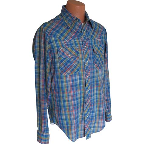 Vintage 1980s Cobalt Blue Woven Plaid Western Shirt Slim