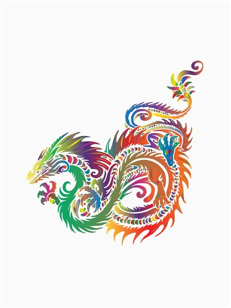 Watercolor Chinese Dragon Rainbow Colorful T Shirt By Deerman12