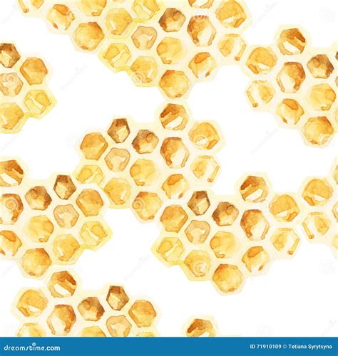 Watercolor Honeycombs Seamless Pattern Stock Illustration