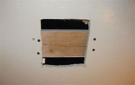 Start the repair by trimming the opening in the ceiling into a square or rectangle, enlarging it as necessary with a drywall saw or utility knife. repair - Can I fill a drywall hole with something and ...