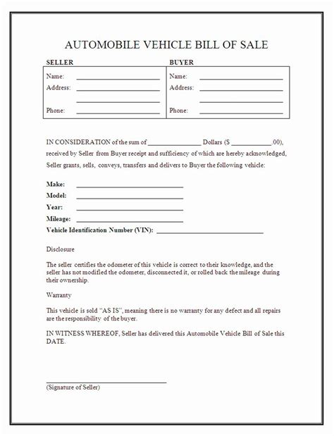 In the first blank space, enter the seller's name. Car Bill Of Sale form Awesome Free Printable Car Bill Of ...