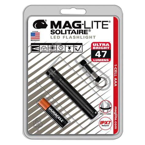 Maglite Sj3a016 Solitaire 47 Lumens Black Led Mini Keychain