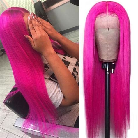 Hot Pink Wigs Human Hair Fuchsia Lace Front Wig Sulmy
