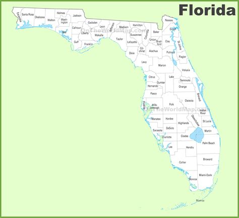 Map Of Florida Counties Printable