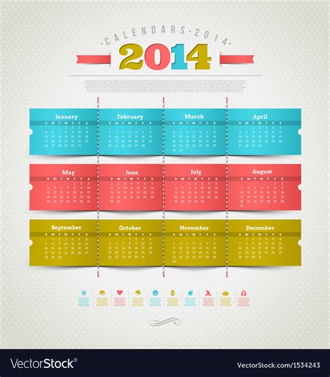 Calendar Of 2014 Year Royalty Free Vector Image