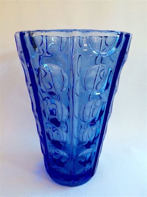 Original Art Deco Cobalt Blue Vase Glass Glass Art Gb8 Cobalt