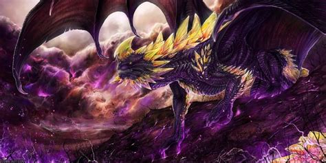 Beautiful Fantasy Purple Dragon With Yellow Horns Art By Isvoc Fish