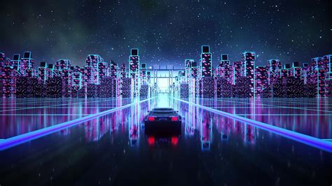 Desktop Wallpaper Cyberpunk Outrun Vaporwave Car On Road Art Hd