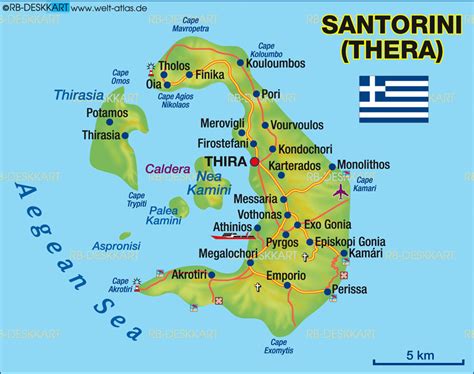 Map Of Santorini Thera Island In Greece Welt Atlasde