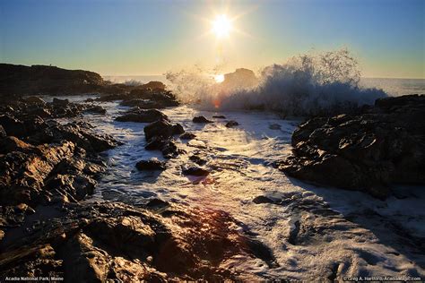 Acadia Photo Crashing Waves At Sunrise Maine Vacation Acadia