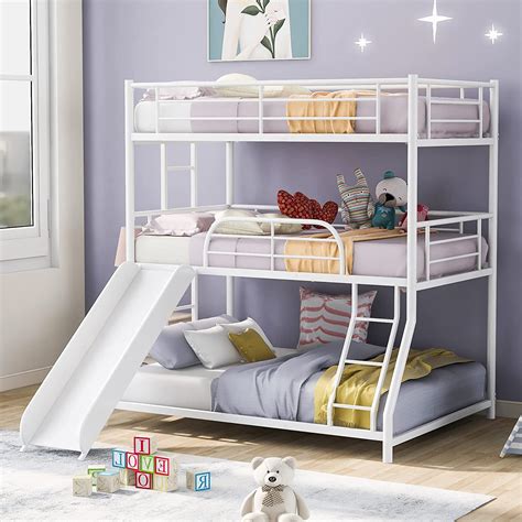 Buy Kupet Triple Bunk Beds With Slide Long And Short Ladders And