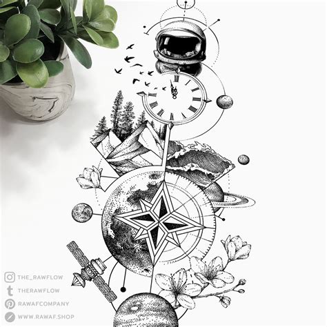 Wanderlust Ii Geometric Tattoo Nature Compass Tattoo Design Nature