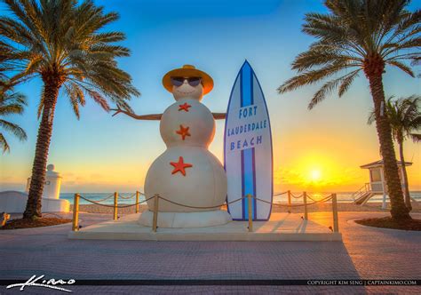 Snowman At Fort Lauderdale Beach Sunrise At Las Olas Blvd Hdr Photography By Captain Kimo