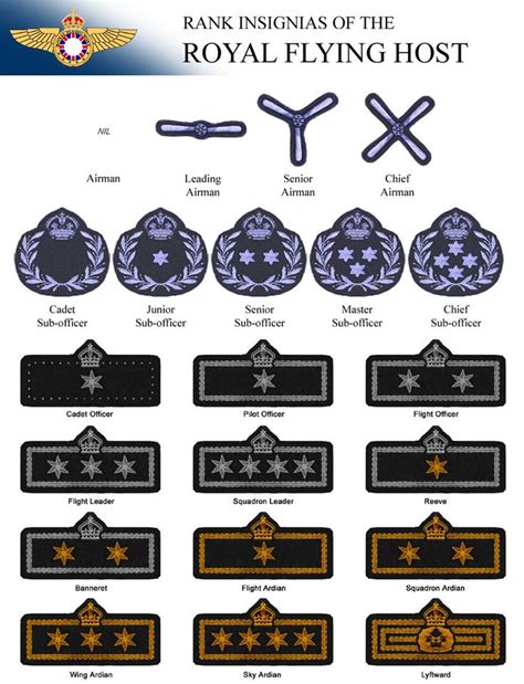 There are both ranks for officers in both divisions, as well as rates for enlisted individuals. Royal-flying-host by marcpasquin on DeviantArt in 2020 | Navy rank insignia, Army ranks, Insignia