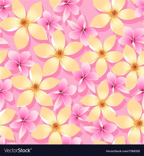 Pink And Orange Tropical Flowers Seamless Pattern Vector Image