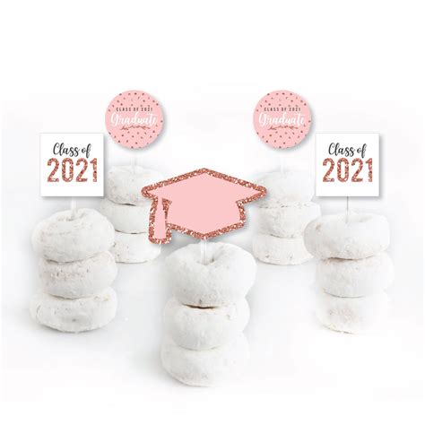 Rose Gold Grad Dessert Cupcake Toppers 2021 Graduation Etsy