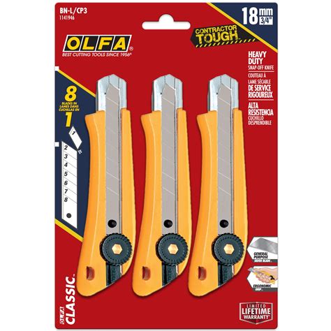 Olfa Heavy Duty 18 Mm Ratchet Lock Utility Knives Pack Of 3 Grand And Toy