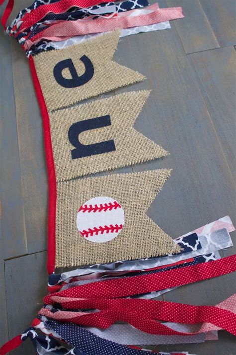 One Baseball First Birthday Navy Blue And Red Highchair Burlap Etsy