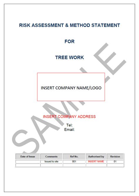 Risk And Method Statement For Tree Work Seguro