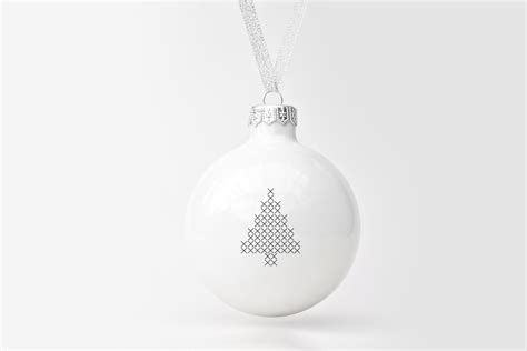 Handmade White Porcelain Bauble With Christmas Tree Made Of