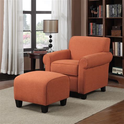 This fabulous contemporary armchair is impeccably executed by italian master craftsmen luxurious orange velvet extend around the sides and back of the gorgeous chair together with a seat cushion. Portfolio Mira Orange Linen Arm Chair and Ottoman ...