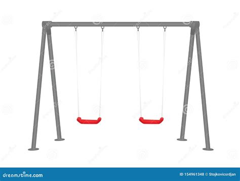 Playground Swing Playground Cartoon Black And White Vector Illustration