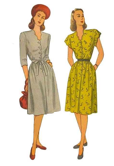 Vintage 1940s Sewing Pattern Midi Tea Dress Bust 30 Etsy Uk Tea