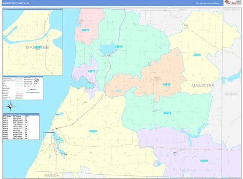 Manistee County, MI Wall Map Color Cast Style by MarketMAPS - MapSales.com