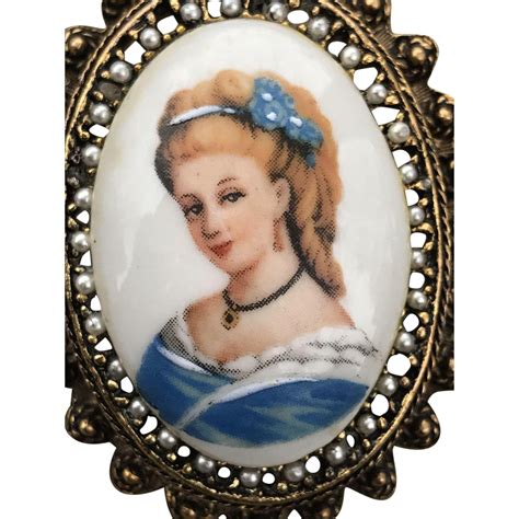 Classic French Limoges Portrait Pin From Andrews Estate Treasures On