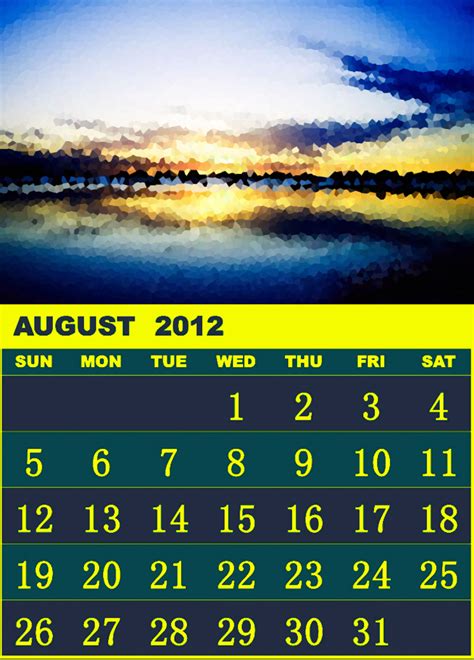 Free Printable Calendar 2018 August 2012 Calendar