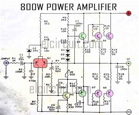 As shown for gain = 1/2 precision amplifying circuit. 800W Power Amplifier Circuit - Electronic Circuit