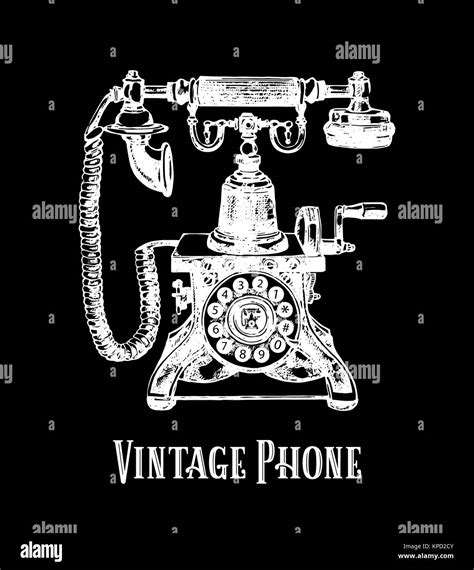 Hand Drawn Sketch Style Vintage Telephone Vector Illustration Isolated