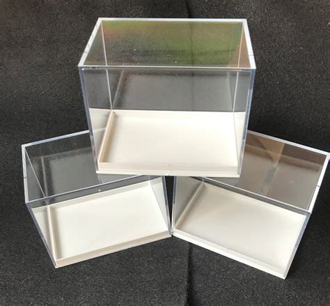 16 X Acrylic Display Boxes Clear Lid White Base 80mm X 52mm X Etsy