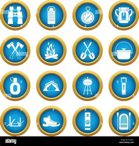 Recreation Tourism Icons Blue Circle Set Stock Vector Image And Art Alamy