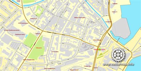 Aarhus Denmark Printable Vector Street City Plan Map Full Editable