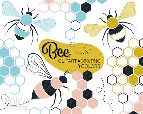 Bee Clipart Planner Pages Digital Clip Art Honey Bee Honeycomb