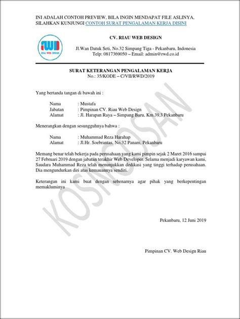 Surat Keterangan Perjanjian Kerja Apa Itu Dan Bagaima Vrogue Co