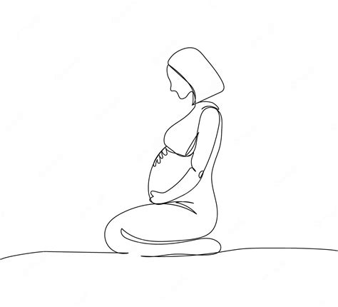 Premium Vector Pregnant Woman Sitting And Stroking Her Belly One Line