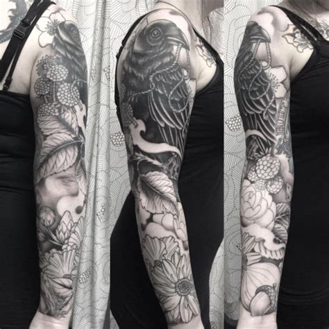 40 Raven Tattoos On Sleeve