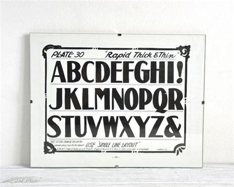 Alphabet Print Vintage Framed Alphabet Art 1920s Print Wall Decor
