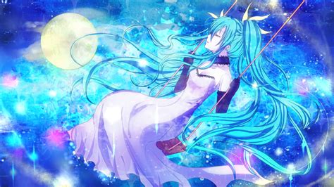 Hatsune Miku Vocaloid Stars Twintails Blue Hair Hd Wallpaper