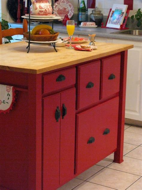 Red Kitchen Island With Country Charm