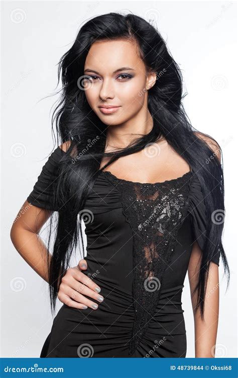 Young Woman With Black Hair Stock Photo Image Of Girl Glamour 48739844